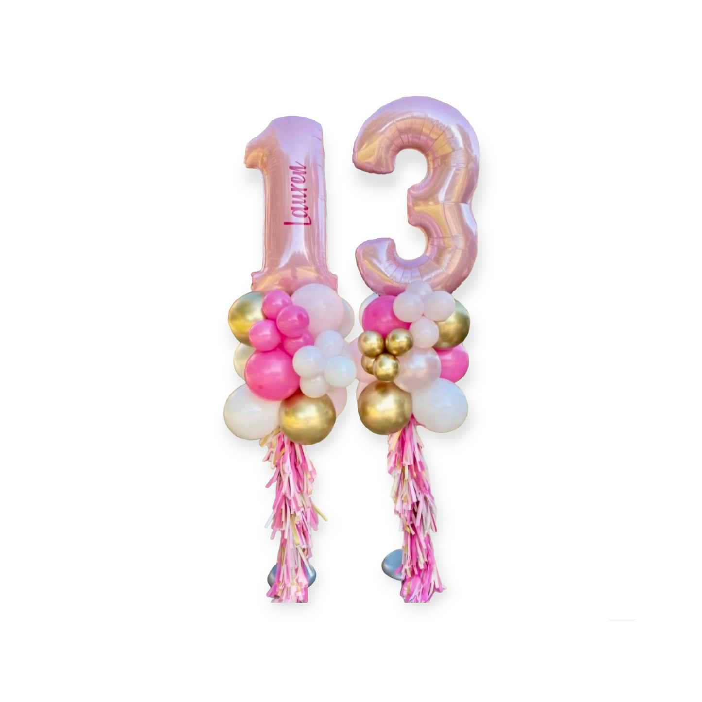 BLUSH & GOLD BIRTHDAY BALLOON COLUMN