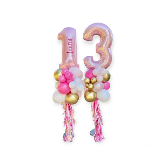 BLUSH & GOLD BIRTHDAY BALLOON COLUMN