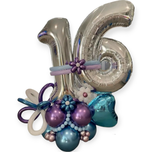 LIGHT GOLD PERSONALIZED BIRTHDAY BALLOON STAND