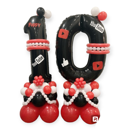 PERSONALIZED YOUTUBE THEMED BLACK BIRTHDAY BALLOON STAND