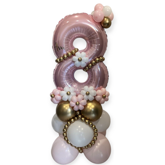 PINK & WHITE BLOSSOM BIRTHDAY BALLOON STAND