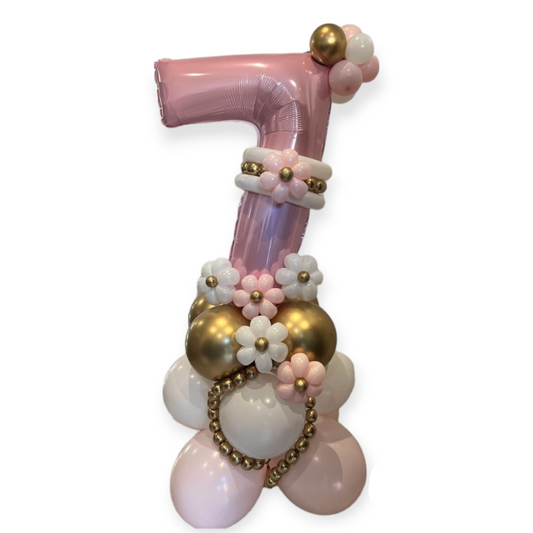 GOLDEN ROSE BIRTHDAY NUMBER BALLOON STAND