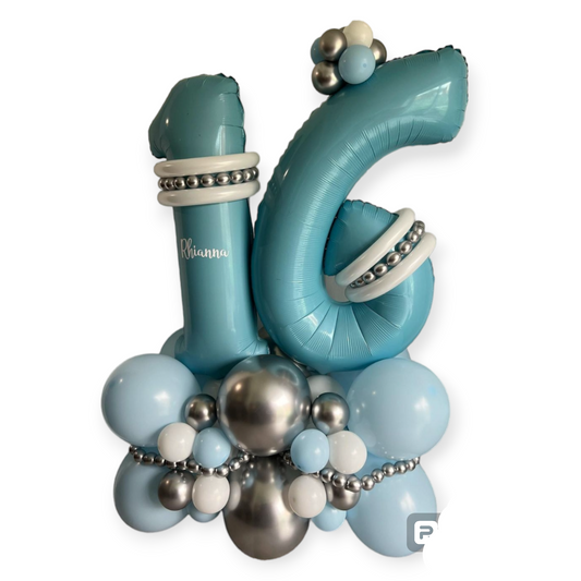 SILVER WAVE BIRTHDAY NUMBER BALLOON STAND